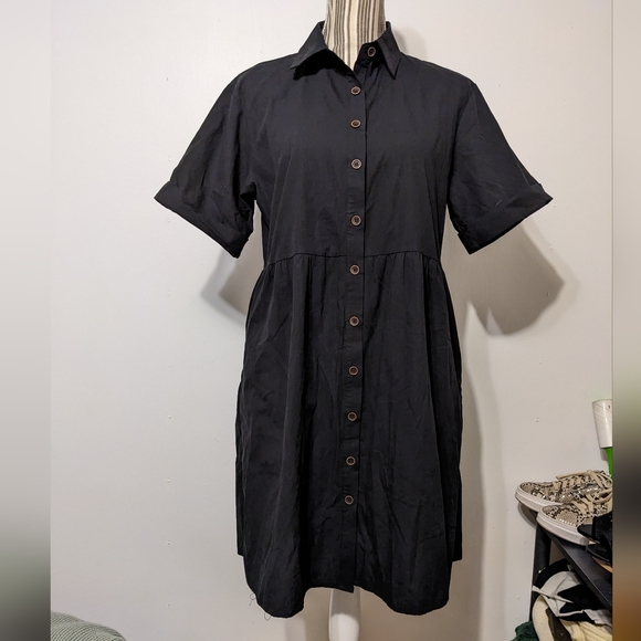 Pygfemr black high waisted dress button front nwt - Picture 1 of 15